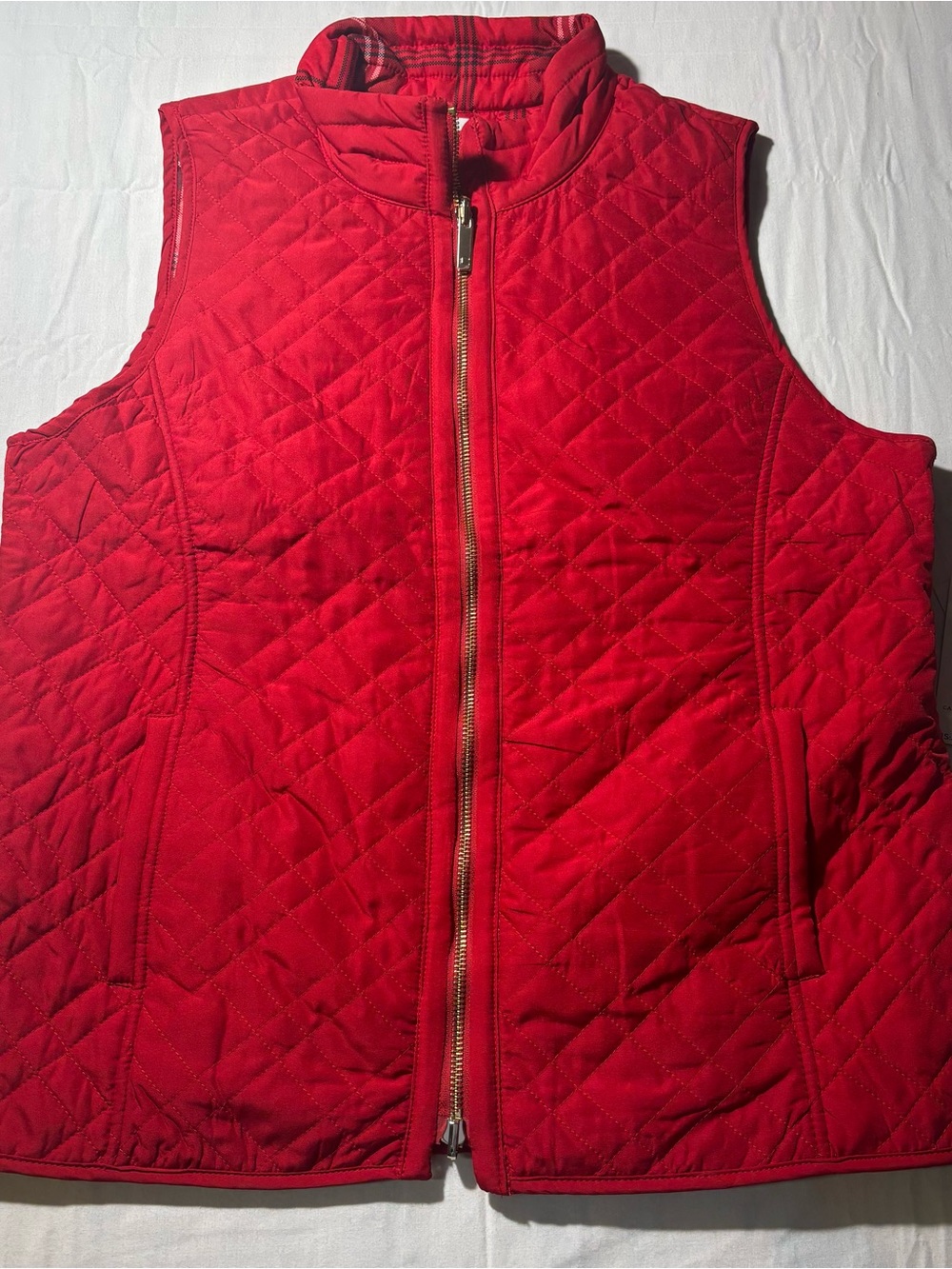 Chico's Reversible Quilted Bright Red Zip-Front Vest Women’s Size 1 US 8/10